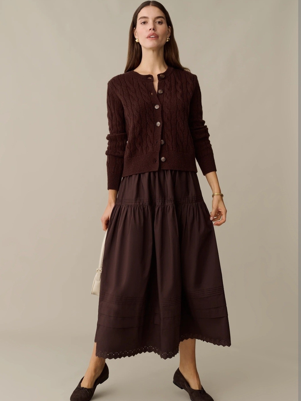 Few Moda Tiered Maxi Skirt in Rich Brown